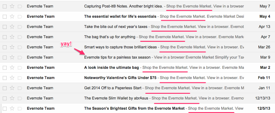 Evernote emails